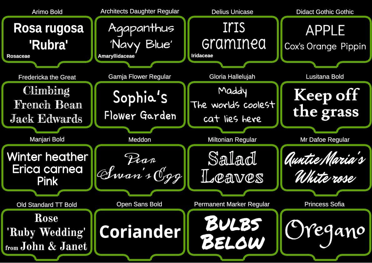 Engraved aluminium plant label garden style Hardy Labels